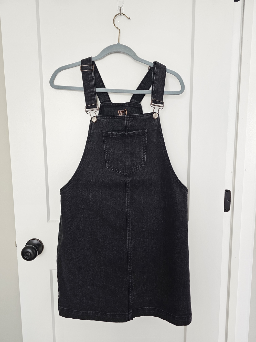 Black Denim Pinafore Dress